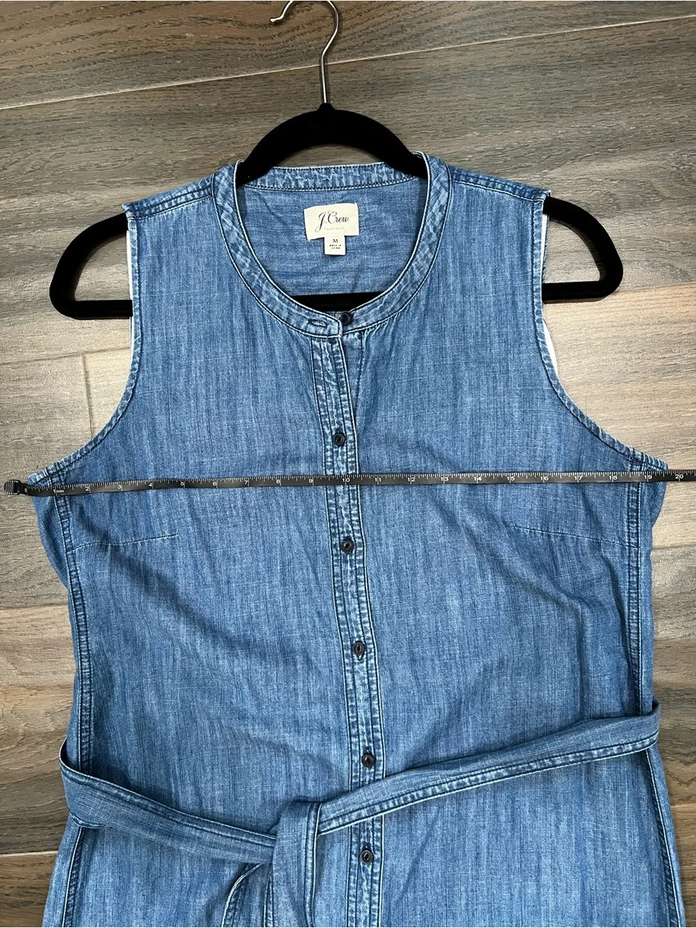 J.Crew Blue Denim Sleeveless Shirt Dress with Tie Waist | Size M
